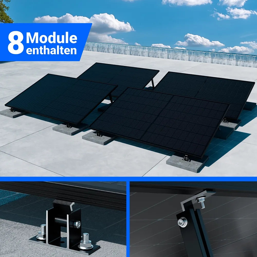 Solaranlage 8 Module für Flachdach – Photovoltaik Komplettpaket mit Montageset und Speicheroption – kaufen bei SH24.