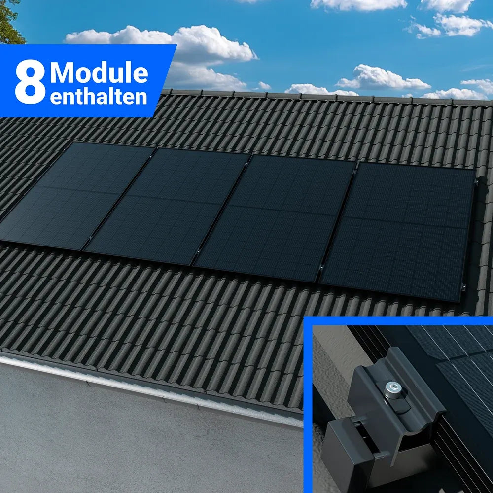 Solaranlage 8 Module zur Schrägdachmontage – Photovoltaik Komplettpaket mit Montageset und Speicheroption – kaufen bei SH24.