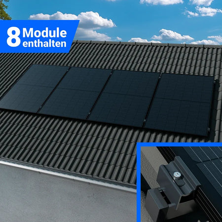 Solaranlage 8 Module zur Schrägdachmontage – Photovoltaik Komplettpaket mit Montageset und Speicheroption – kaufen bei SH24.